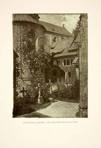 1909 Photolithograph Goslar Cathedral Cloister Rose Bush Grave Germany XGCB3