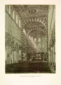 1909 Photolithograph Nave St Michael's Romanesque Church Hildesheim XGCB3