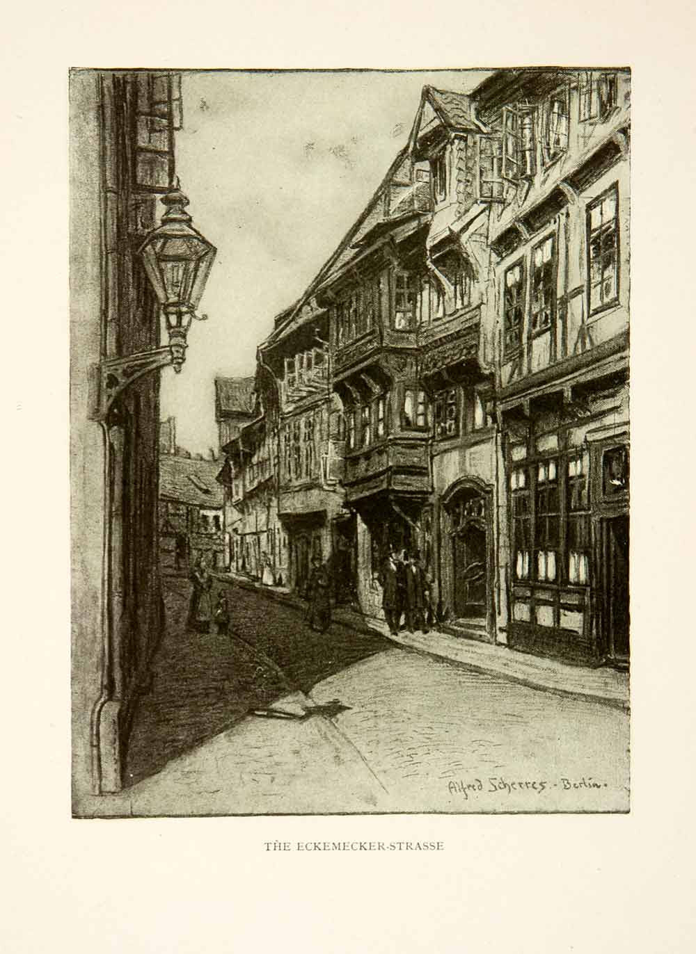 1909 Photolithograph Alfred Scherres Eckemeckerstrasse Hildesheim Germany XGCB3 - Period Paper
