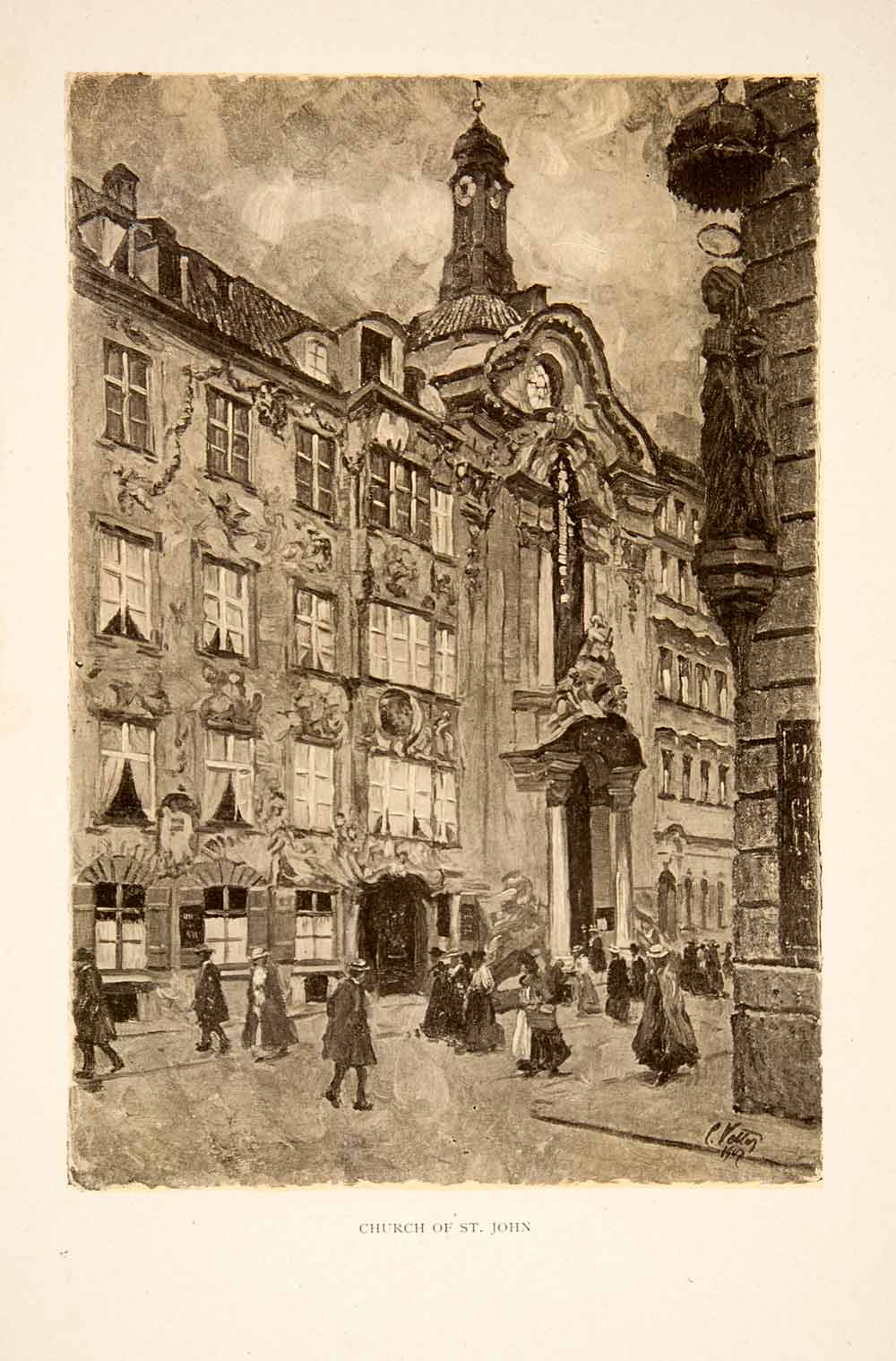 1909 Photolithograph Munich Germany St John Nepomuk Asam Church Charles XGCB3