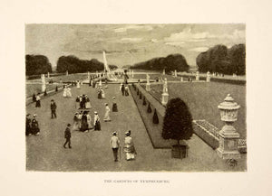1909 Photolithograph Munich Germany Nymphenburg Palace Gardens Promenade XGCB3