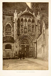 1909 Photolithograph North Portal Our Lady Church Munich Germany O'Lynch XGCB3