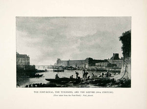 1907 Print Pont-Royal Tuileries Louvre Paris France Cityscape Waterway XGCB4