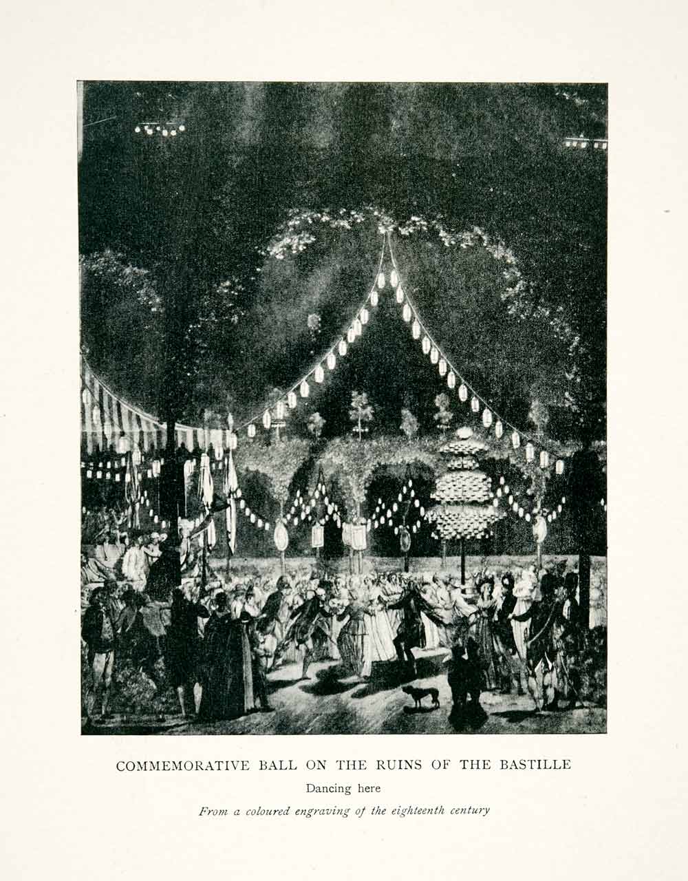 1907 Print Commemorative Ball Ruins Bastille Paris France Dancing XGCB4