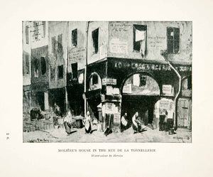 1907 Print Moliere's House Rue De La Tonnellerie Paris France Historic XGCB4