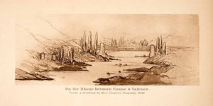 1910 Photogravure River Rhone Vienne Isere Valence Drome France Riverbank XGCB8