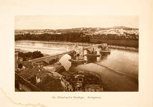 1910 Photogravure Pont Saint Benezet Medieval Bridge Avignon France Rhone XGCB8