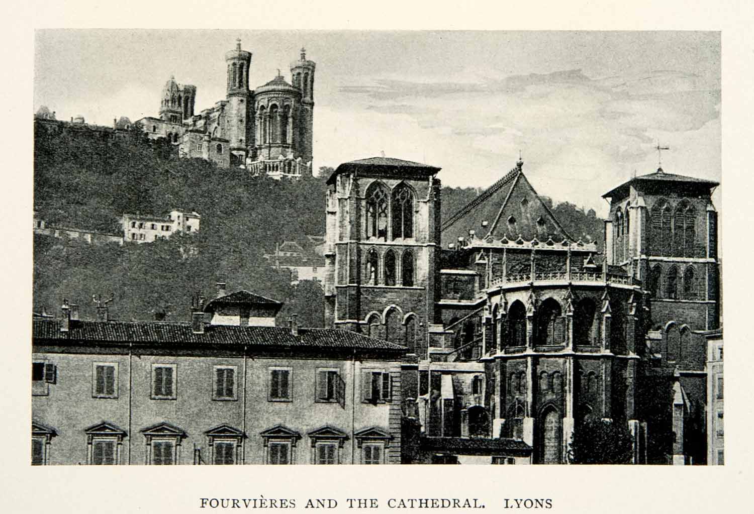 1910 Print Basilica Notre-Dame Fourvieres Cathedral Lyon Rhone-Alpes XGCB8