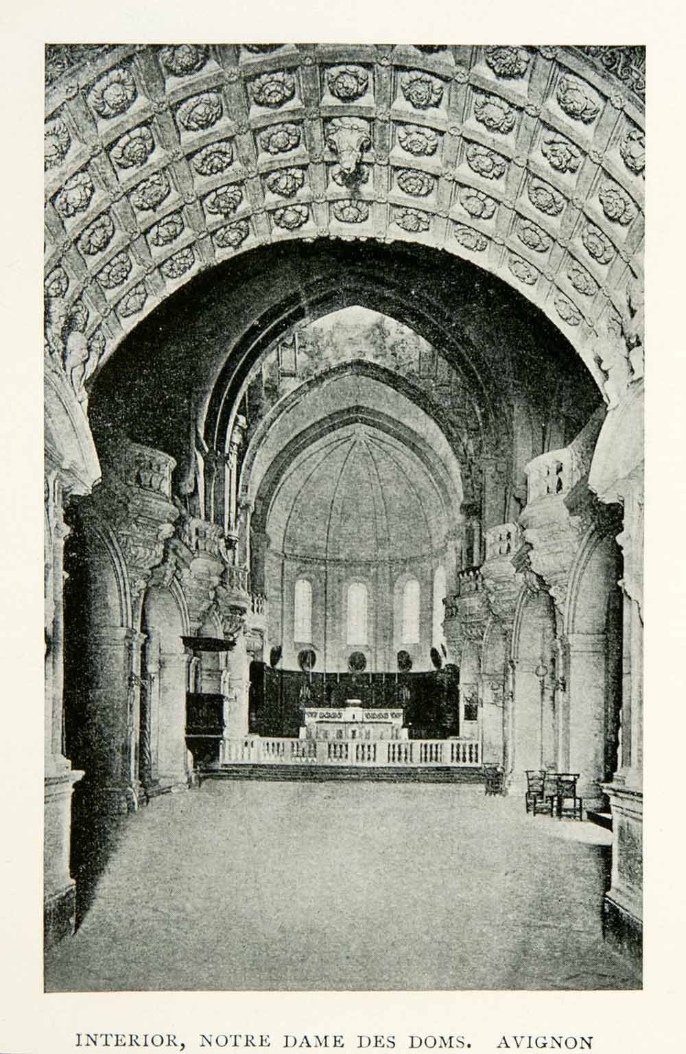 1910 Print Interior Notre Dame Des Doms Avignon Cathedral France Arch XGCB8