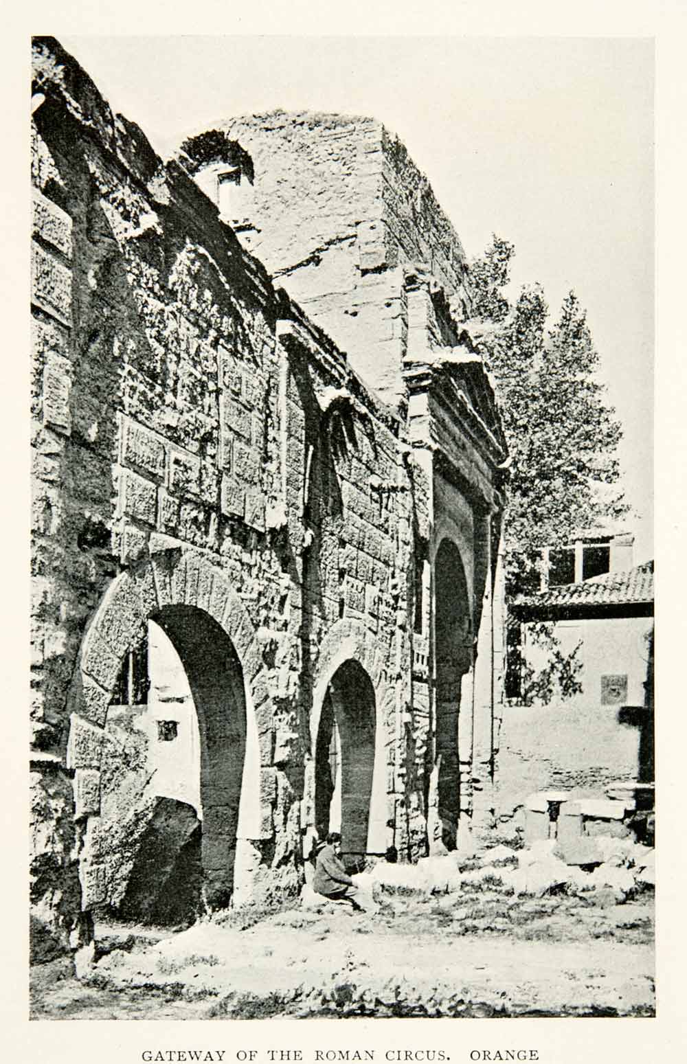 1910 Print Ruins Roman Circus Gateway Orange France Architecture XGCB8