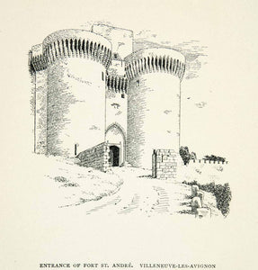1910 Lithograph Entrance Fort Saint Andre VIlleneuve-les-Avignon Tower XGCB8