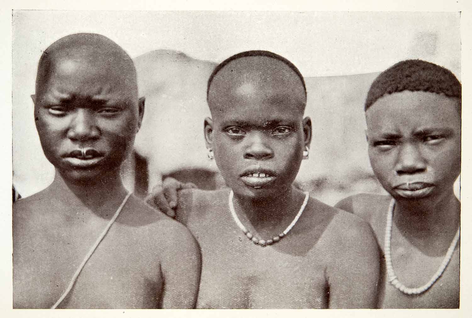 1923 Print Alur Tribal Congo African Tribe Girls Portrait Jewelry XGCC4