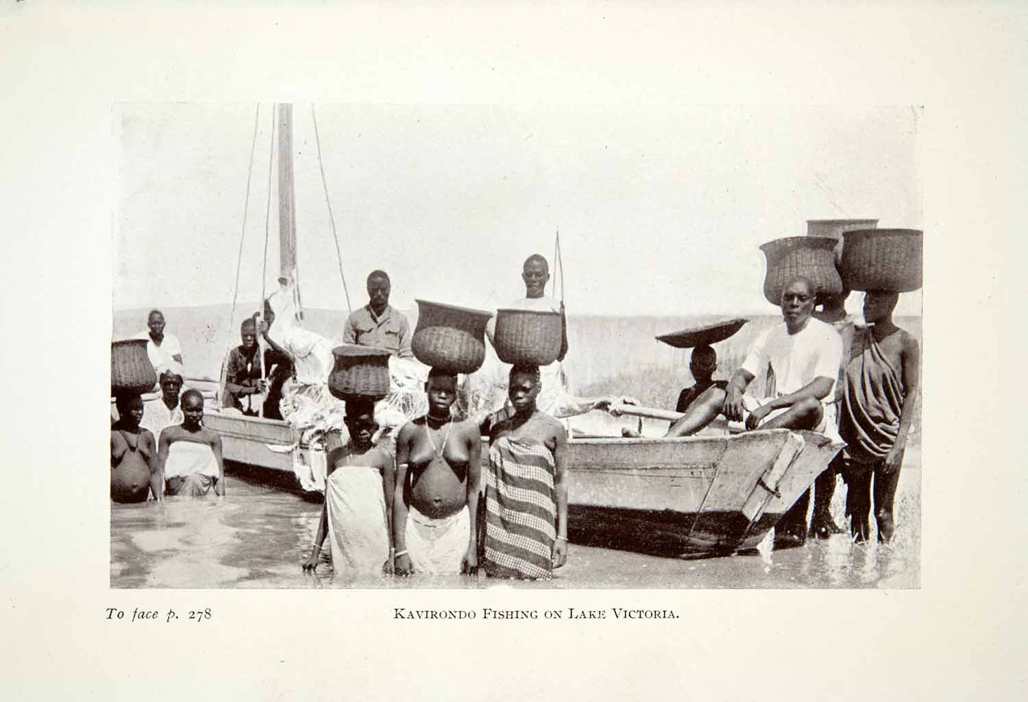 1923 Print Kavirondo African Tribe Fishing Lake Victoria Basket Maritime XGCC4