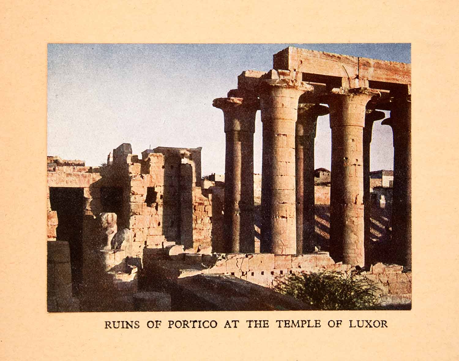 1923 Print Ruins Portico Temple Luxor Egypt Entryway Historic Landmark XGCC7