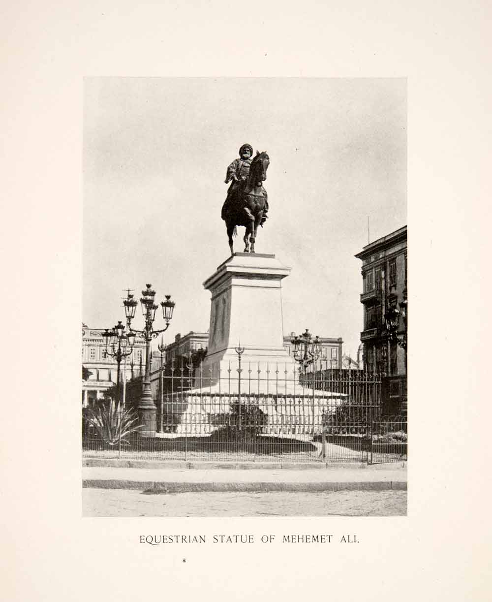 1897 Print Equestrian Statue Mehemet Ali Alexandria Egypt Equine Sculpture XGCC8