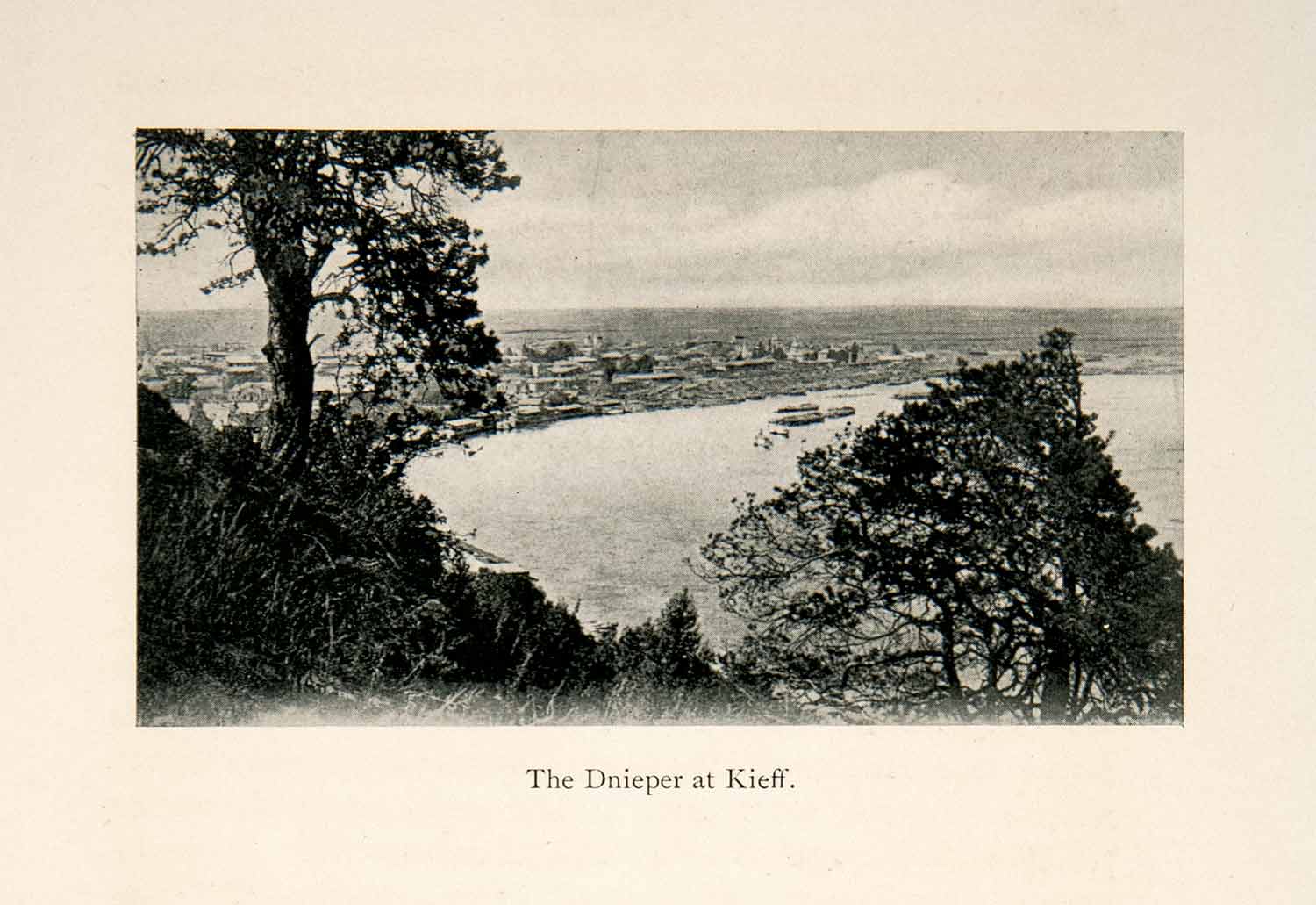 1906 Print Dnieper Kieff Water Trees Kiev River Russia Major Europe Black XGCC9