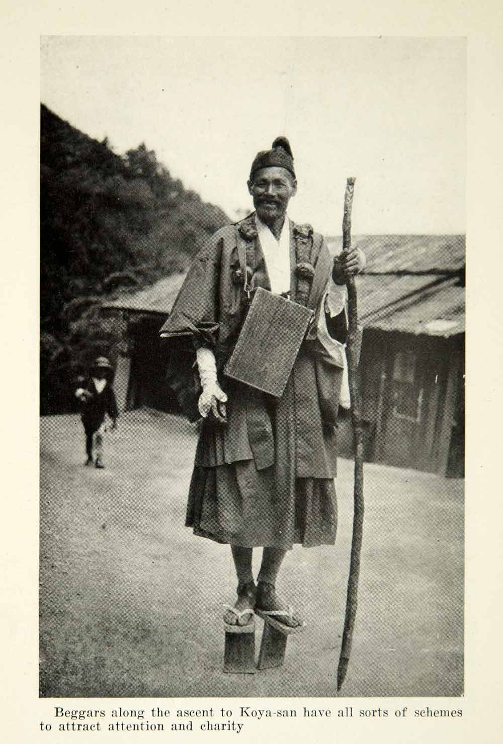 1924 Print Portrait Beggar Japanese Traditional Fashion Costume Dress Poor XGCD4