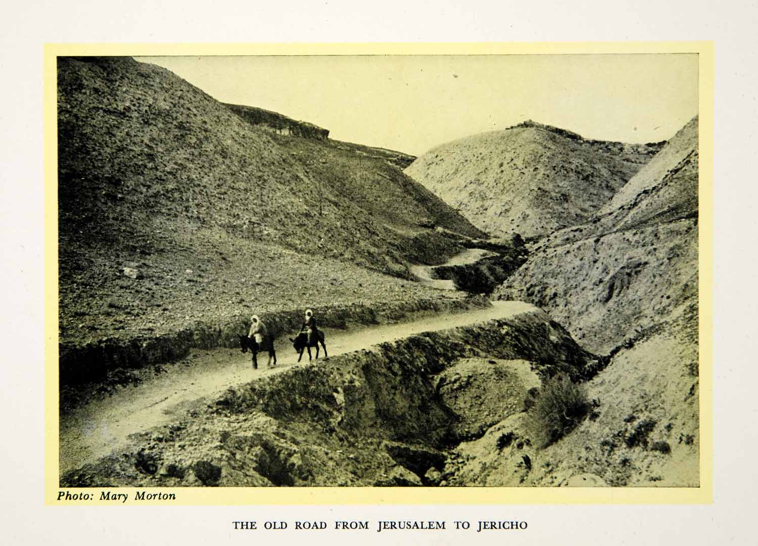 1948 Print Road Jerusalem Jericho Israel Donkey Travel Landscape Mountain XGCD5