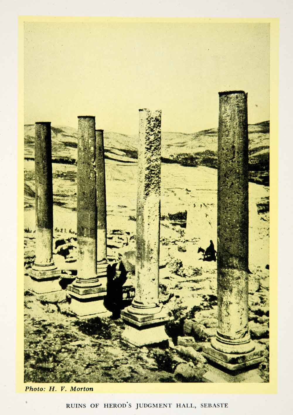 1948 Print Archaeology Ruin King Herod Judgment Hall Column Sebastia XGCD5