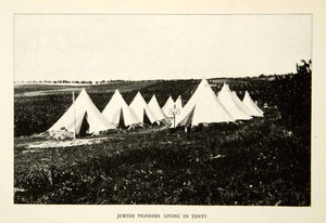 1937 Print Jewish Pioneer Tents Israel Campsite Field Historic Image Crop XGCD6