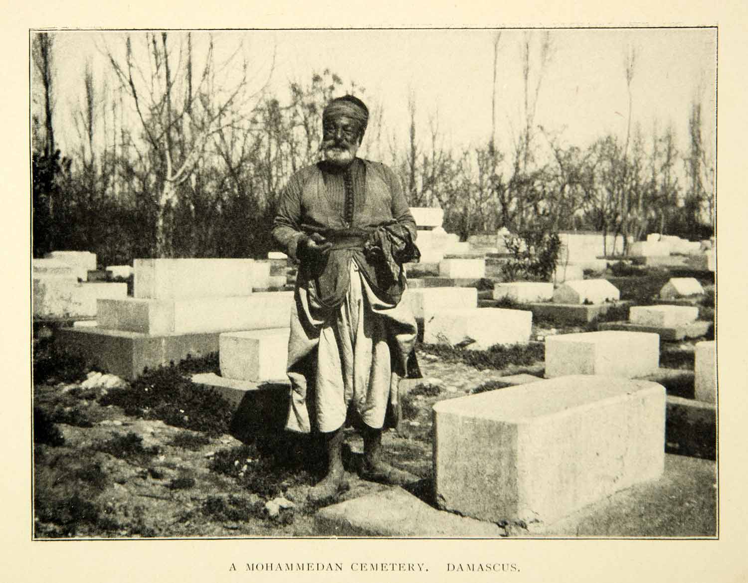 1903 Print Mohammadan Cemetery Damascus Portrait Man Death Burial XGCD7
