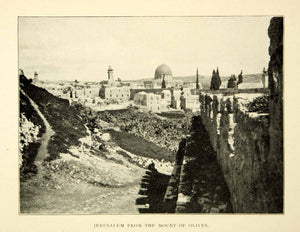 1903 Print Jerusalem Cityscape Mountain Olives Architecture Street Scene XGCD7