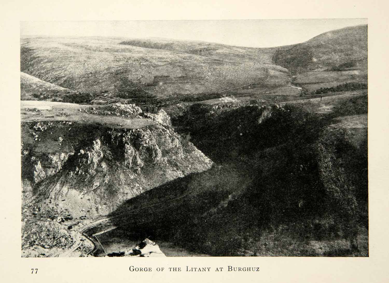 1905 Print Litani River Gorge Burghuz Lebanon Middle East Landscape Ravine XGCD8
