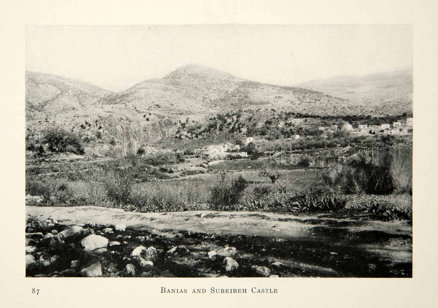 1905 Print Castle Subeibeh Banias Caesarea Philippi Mount Hermon Golan XGCD8