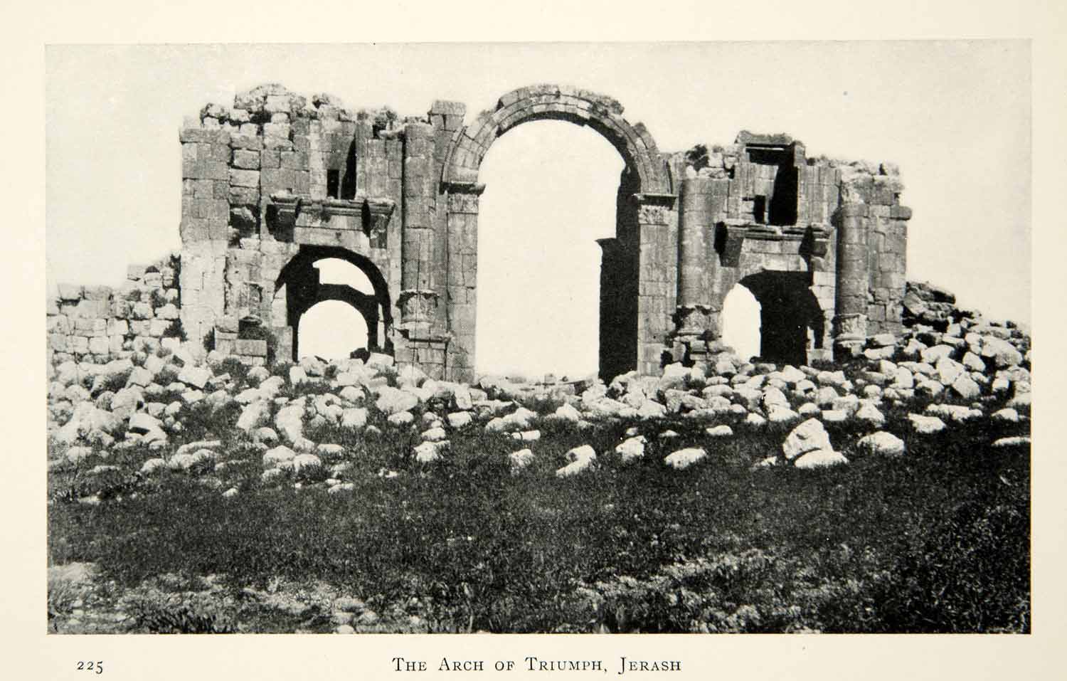1905 Print Hadrian Arch of Triumph Jerash Gerasa Jordan Middle East Roman XGCD8