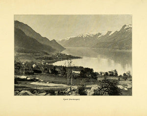 1900 Print Fjord Hardanger Norway Cityscape Mountainous Lake Landscape XGD1