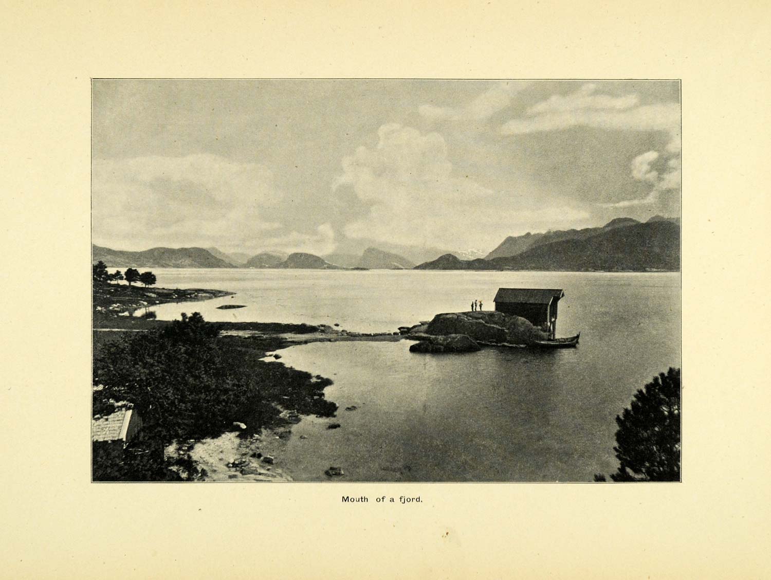 1900 Print Fjord River Norway Coastal Mountainous Landscape XGD1