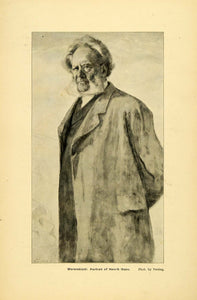 1900 Print Erik Werenskiold Art Portrait Henrik Ibsen Norwegian Playwright XGD1