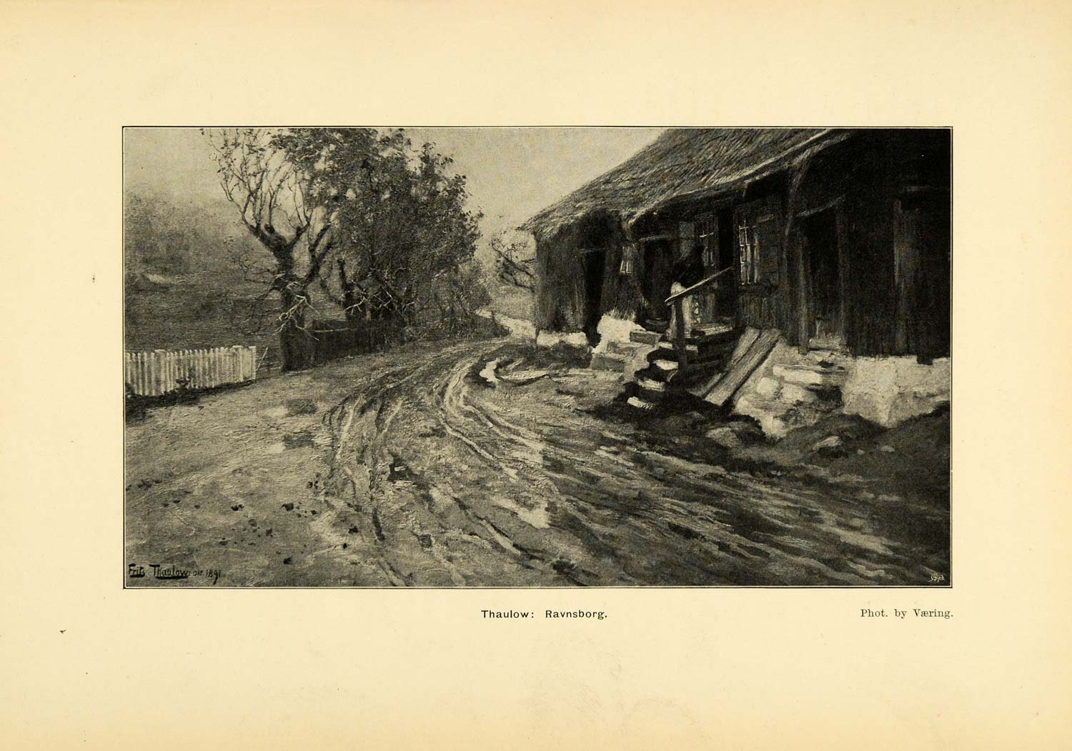 1900 Print Fritz Thaulow Art Ravnsborg Norway Home Dirt Road Vaering XGD1