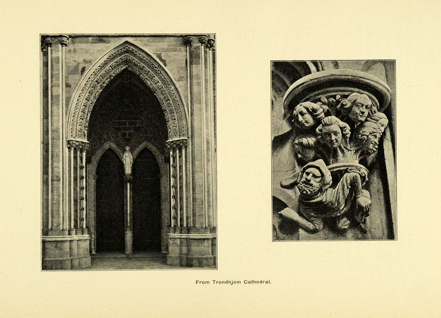 1900 Print Trondhjem Cathedral Norway Doorway Architecture Religious XGD1