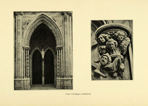 1900 Print Trondhjem Cathedral Norway Doorway Architecture Religious XGD1