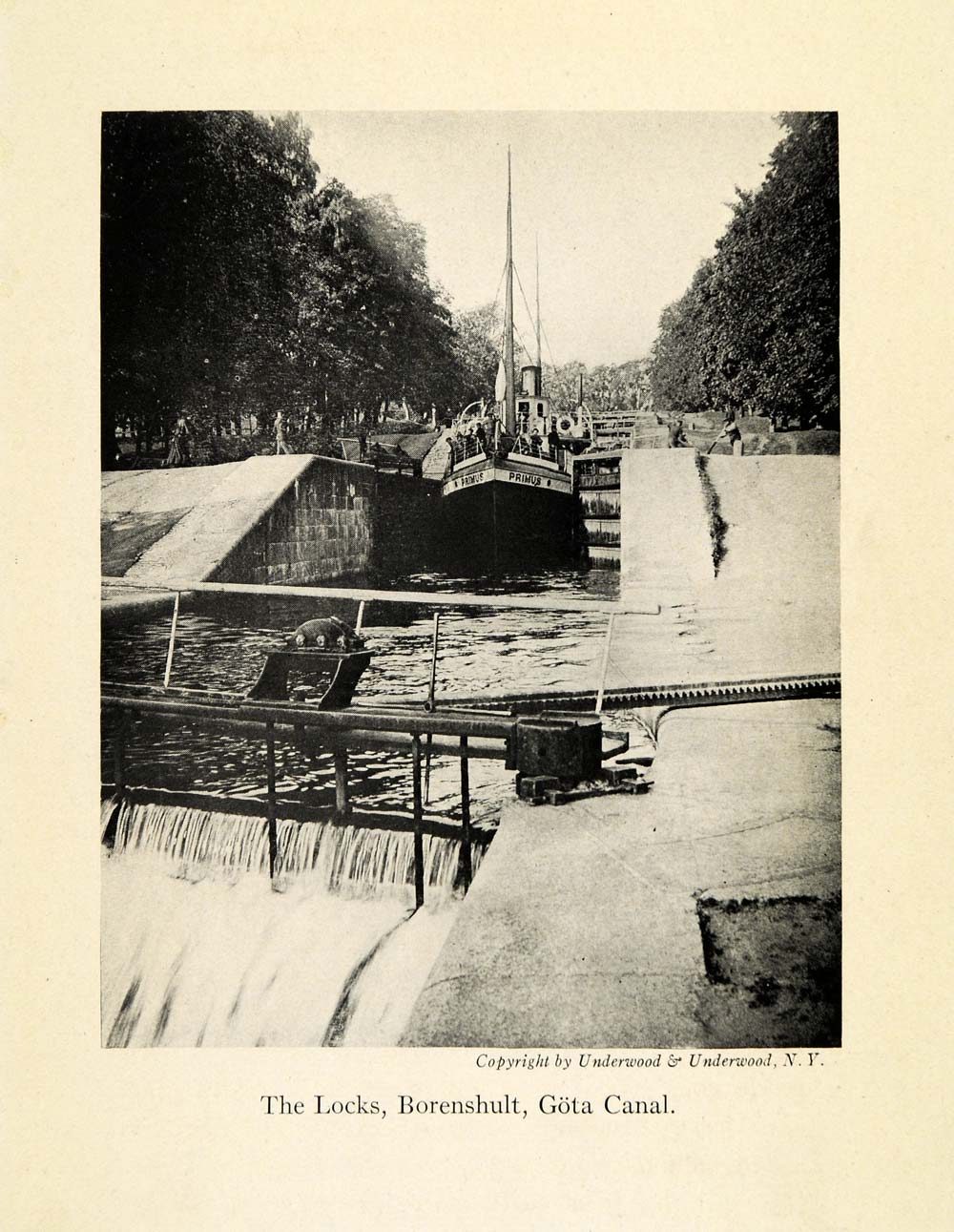 1918 Print Locks Steamboats Lake Boren Gota Canal Waterways Borenshult XGD3