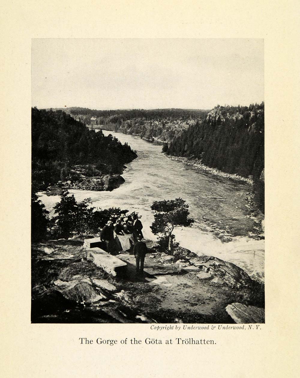 1918 Print Gorge Gota River Gota alv Falls Trollhattan Sweden Landscape XGD3