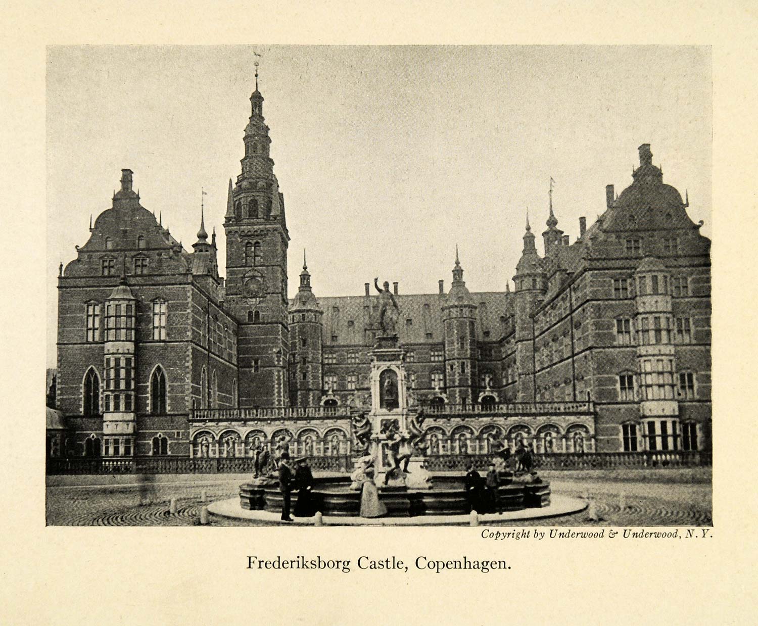 1918 Print Frederiksborg Castle Copenhagen Denmark Danmark Palace Hillerod XGD3