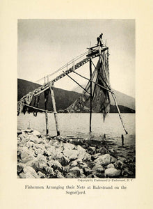 1918 Print Fishermen Nets Balestrand Sognefjord Norway Norge Sailor Fishing XGD3