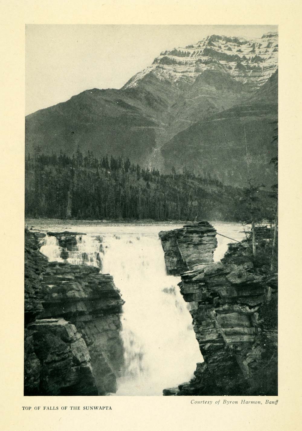 1925 Print Waterfalls Sunwapta Canada Byron Harmon River Jasper National XGD4