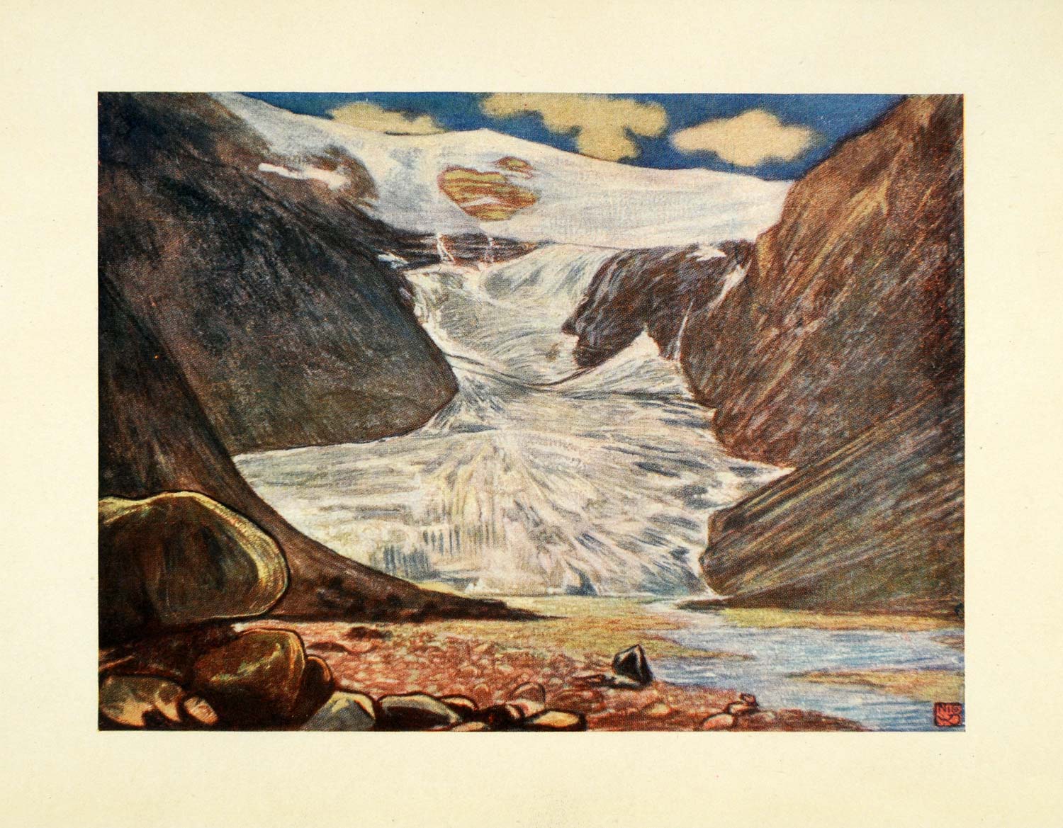 1905 Print Nico Jungmann Art Kjendalsbrae Glacier Landscape Natural History XGD7