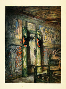 1905 Print Nico Jungmann Art Munthe Holmencollen Norway Room Interior XGD7