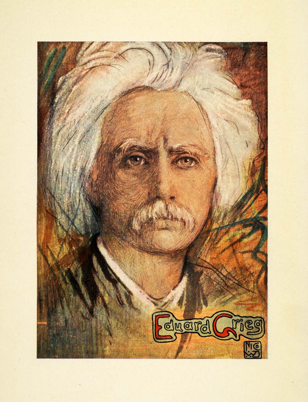 1905 Print Nico Jungmann Art Portrait Norwegian Composer Pianist Eduard XGD7