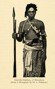 1901 Print Morondova Madagascar Tribesman Kanusiky Sakalava Cultural XGD8