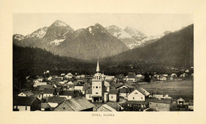 1906 Print Sitka Alaska United States City Mountains Buildings Baranof XGD9