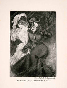 1905 Print In Search Sheltering Cafe Gyllenhammar Ladies Rain Wind XGDA1