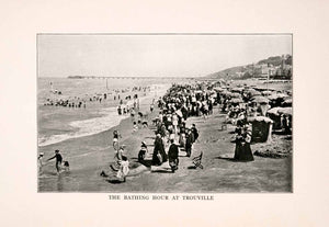 1905 Print Bathing Hour Trouville France Beachfront Ocean Pier Changing XGDA1