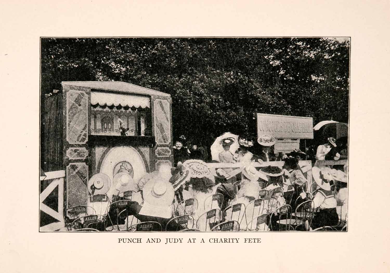 1905 Print Punch Judy Charity Fete Children Crowd State Puppets XGDA1
