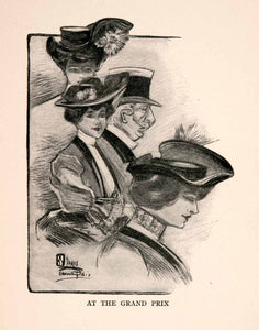 1905 Print Grand Prix France Costumes Fashion Hats Women Man Sporting XGDA1