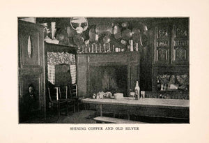 1905 Print Shining Copper Old Silver Pots Candelabra Fireplace Mugs Table XGDA1